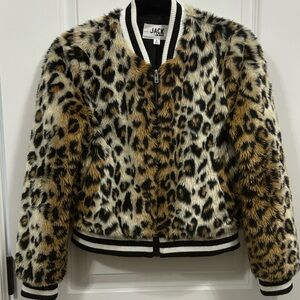 BB Dakota Animal Print Faux Fur Jacket S